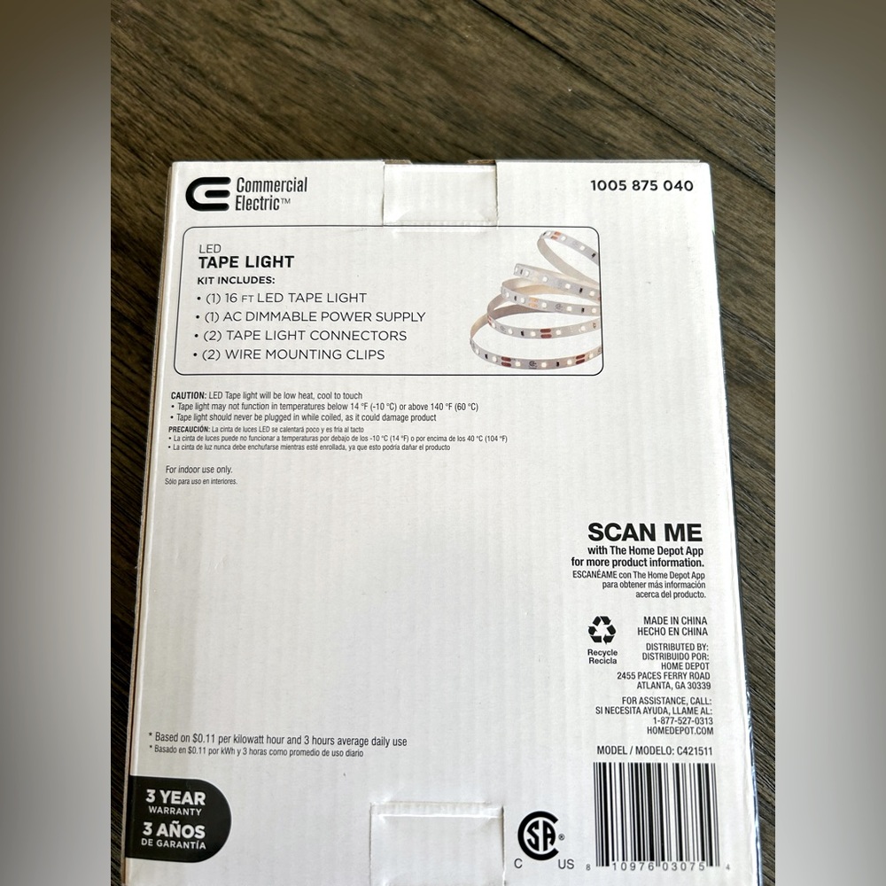 🆕 Commercial Electric 16 ft. LED AC Dimmable White Tape Light Kit - Picture 14 of 16